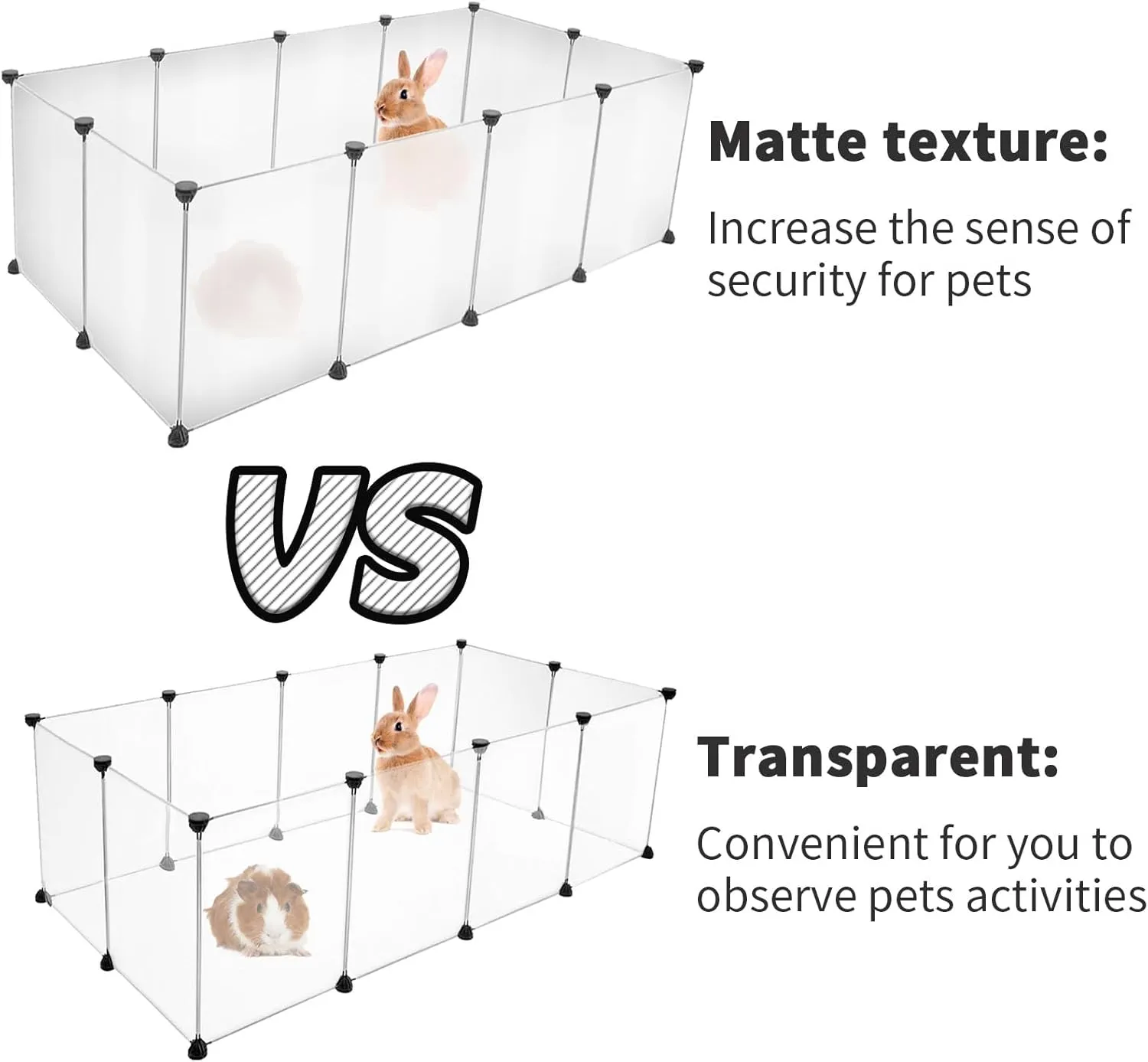 12 Panels Pet Playpen 16x12 Plastic Rabbit Cage Small Animal Playpen, Pet Fence Indoor, DIY Enclosure for Guinea Pigs, Bunny, Hamsters, Hedgehogs (Matting)