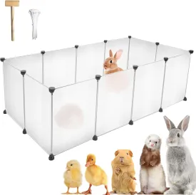 12 Panels Pet Playpen 16x12 Plastic Rabbit Cage Small Animal Playpen, Pet Fence Indoor, DIY Enclosure for Guinea Pigs, Bunny, Hamsters, Hedgehogs (Matting)