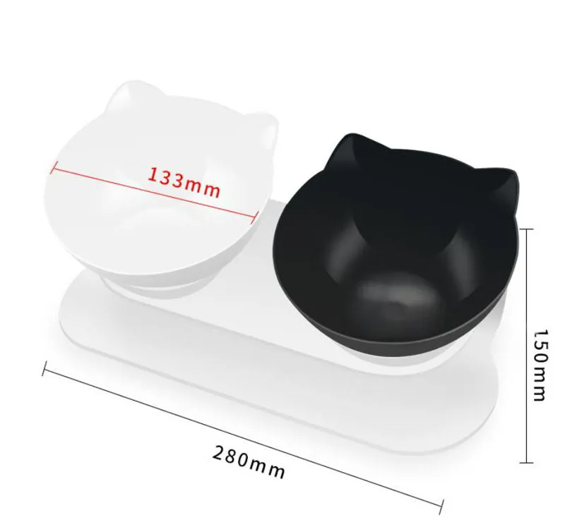15° tilt adjustable non-slip pet double bowl