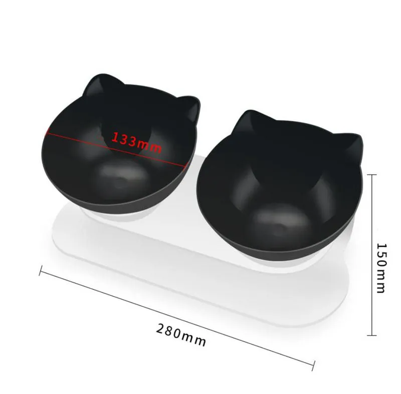 15° tilt adjustable non-slip pet double bowl