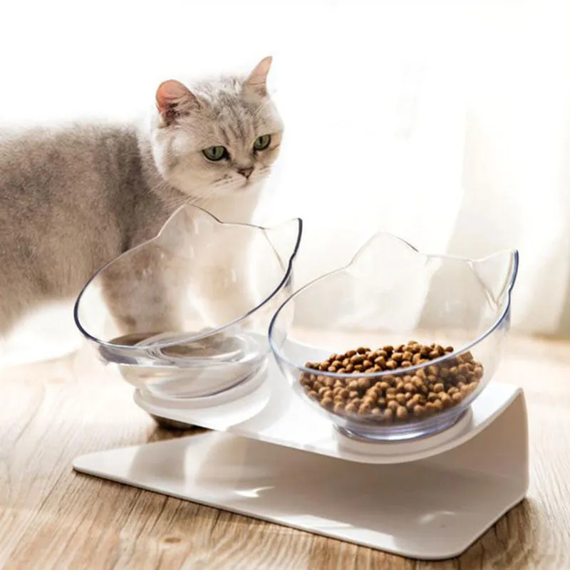 15° tilt adjustable non-slip pet double bowl