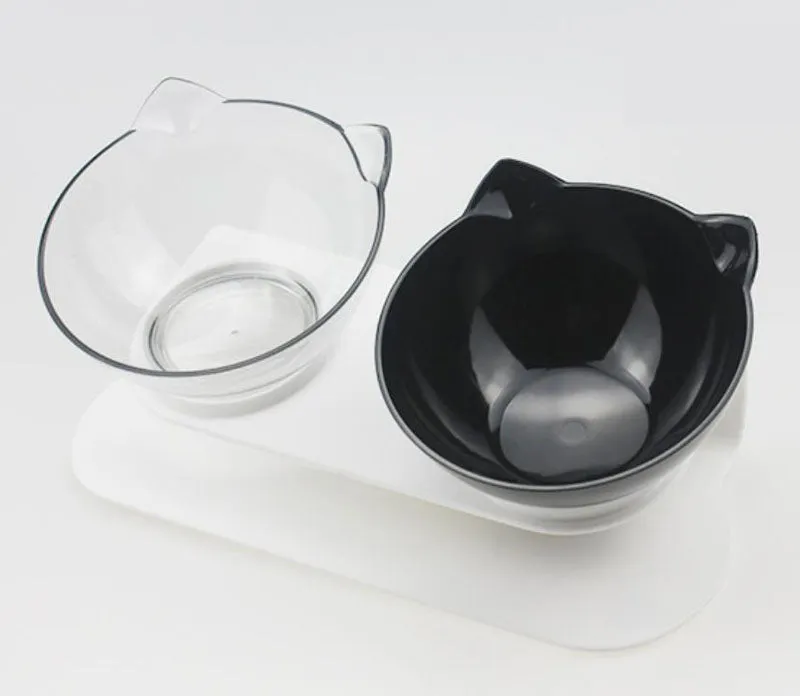 15° tilt adjustable non-slip pet double bowl