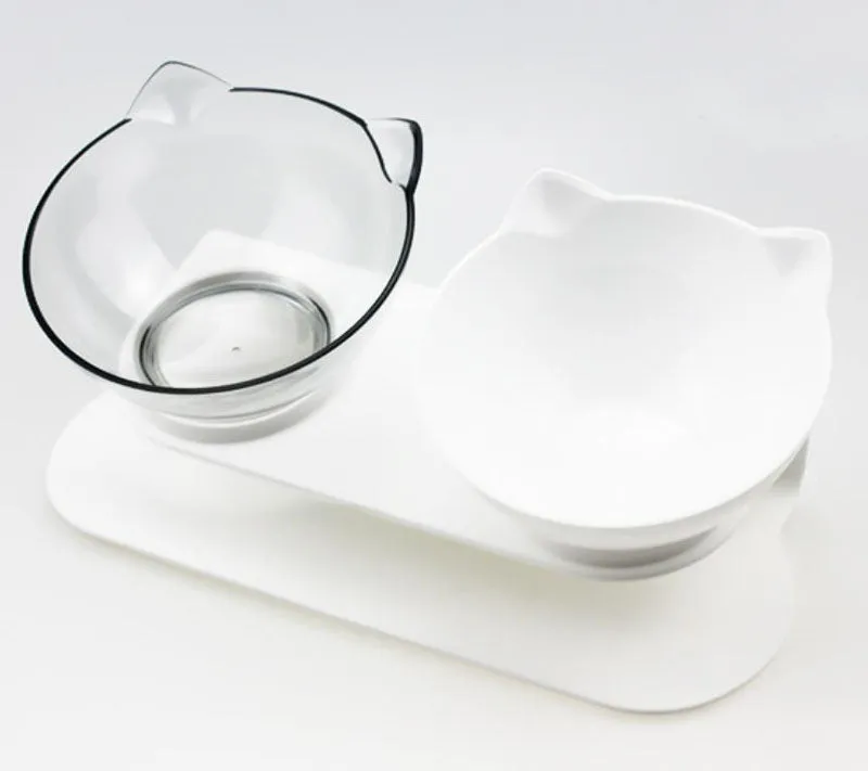 15° tilt adjustable non-slip pet double bowl
