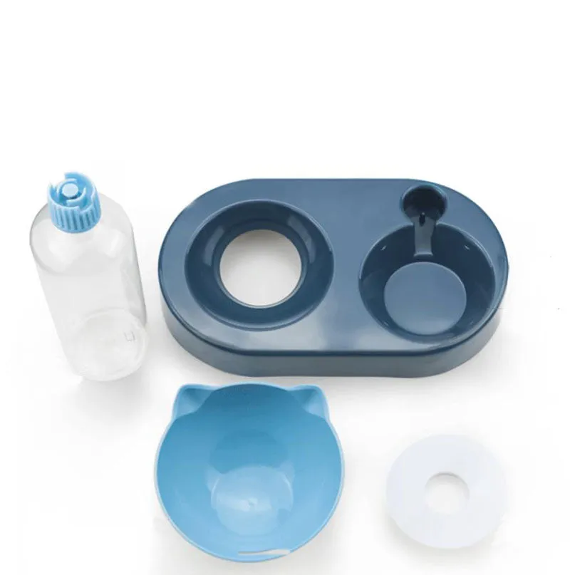 15° tilt adjustable non-slip pet double bowl
