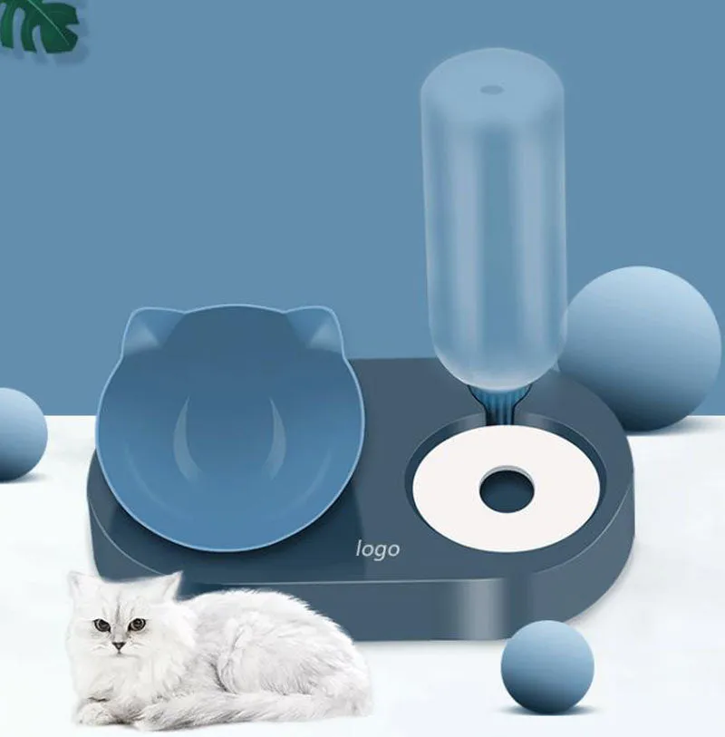 15° tilt adjustable non-slip pet double bowl