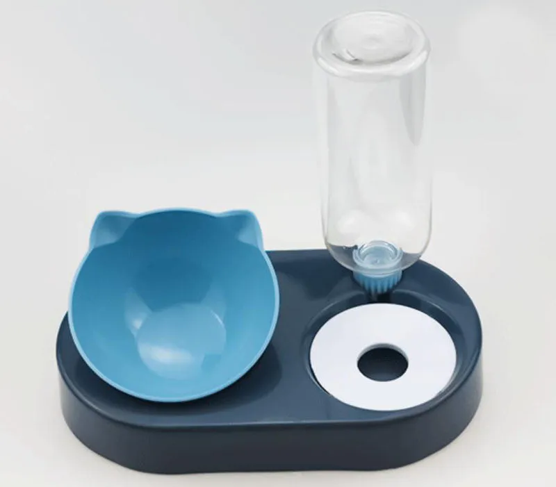 15° tilt adjustable non-slip pet double bowl