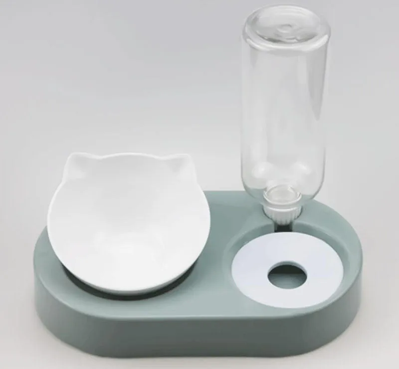 15° tilt adjustable non-slip pet double bowl