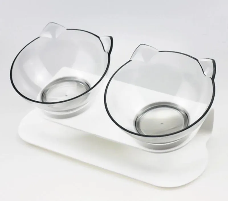 15° tilt adjustable non-slip pet double bowl