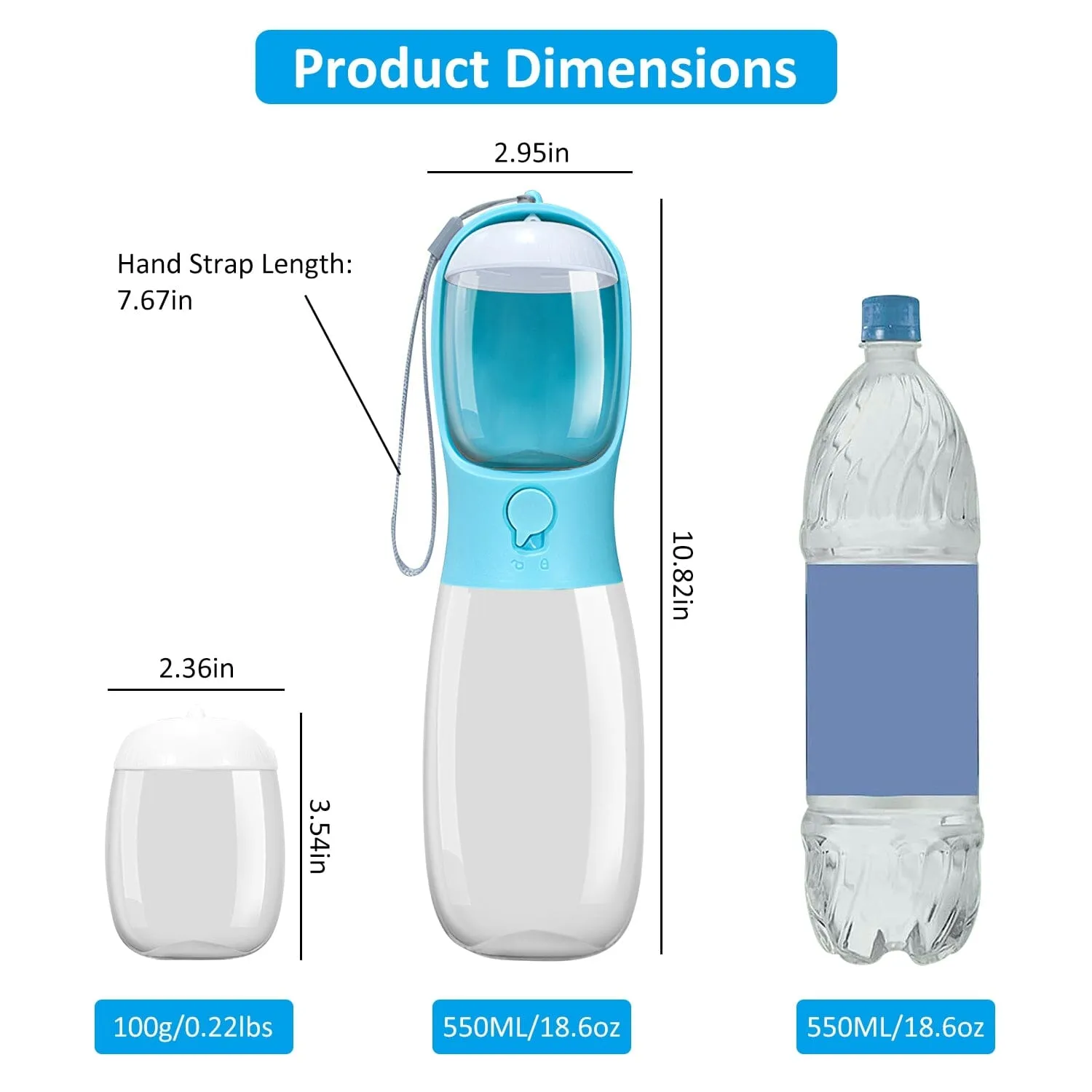 18.6 oz Portable Dog Water Dispenser with Detachable Food Container