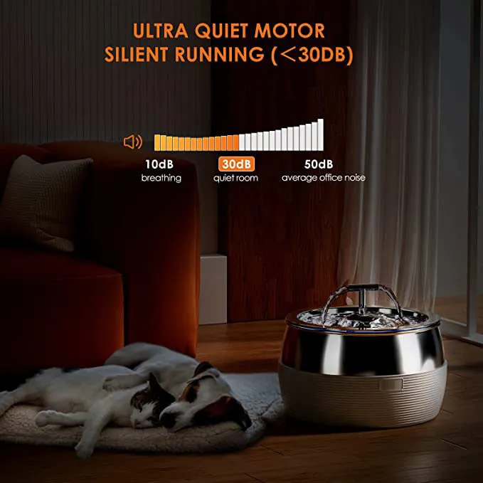 3L Electric Stainless Steel Pet Water Fountain BPA-Free
