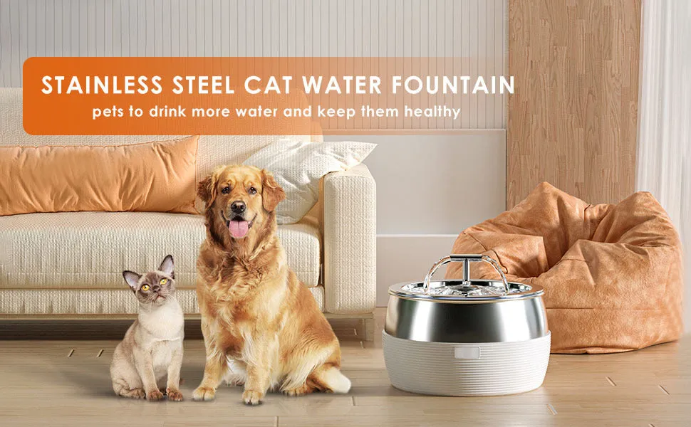 3L Electric Stainless Steel Pet Water Fountain BPA-Free