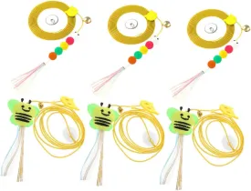 6pcs Retractable Cat Teaser Indoor Caterpillar Bee Chase for Cats Interactive Hanging Door Frame Play for Boredom Relief and Self Amusement