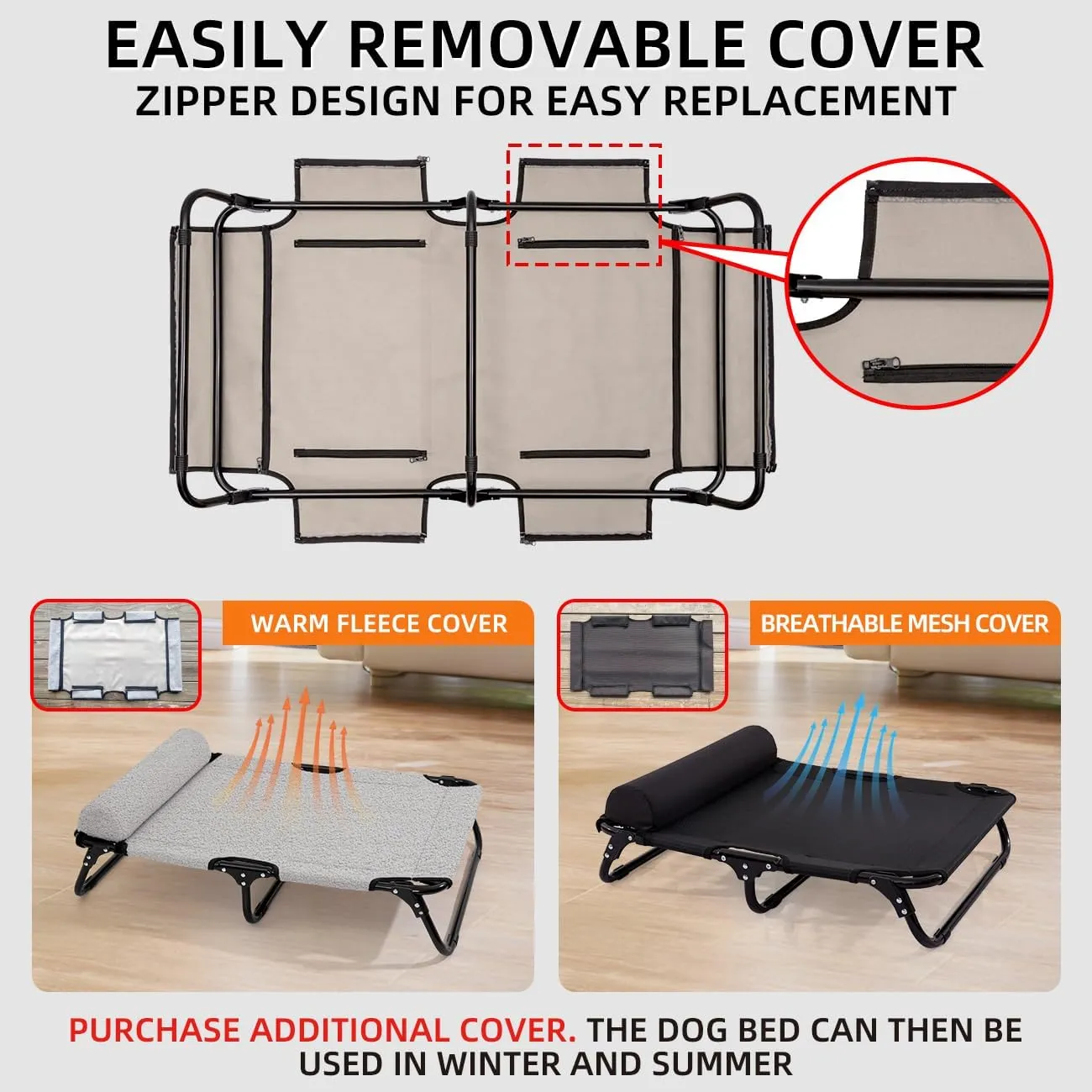 ABE Raised Dog Bed - X-Large Elevated Outdoor Cot, Cooling Off-Ground Dog Bed