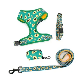 Adjustable Dog Collar Durable Soft Green Leopard Design