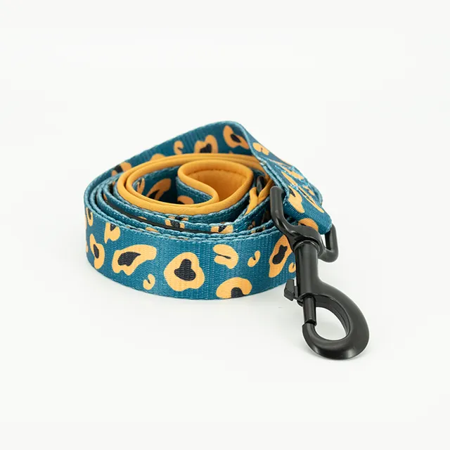 Adjustable Dog Collar Durable Soft Green Leopard Design
