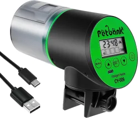 Automatic Fish Feeder for Aquariums - Rechargeable Auto Fish Food Dispenser Timer Feeder with USB Charger CableLCD Screen, Customized Schedule