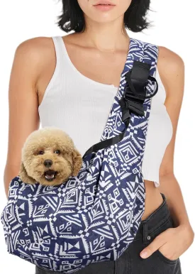 Avont Dog Sling for Small Dog Cats Under 15lbs, Hands-Free Crossbody Pet Carrier with Adjustable Padded Strap Extra Pocket, Safe Soft Pouch Bag for Puppies' Walks Outings -Boho