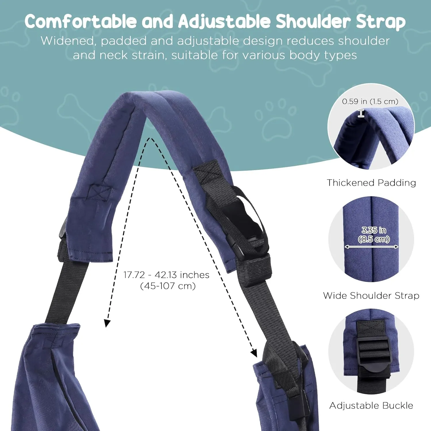 Avont Dog Sling for Small Dog Cats Under 15lbs, Hands-Free Crossbody Pet Carrier with Adjustable Padded Strap Extra Pocket, Safe Soft Pouch Bag for Puppies' Walks Outings -Boho