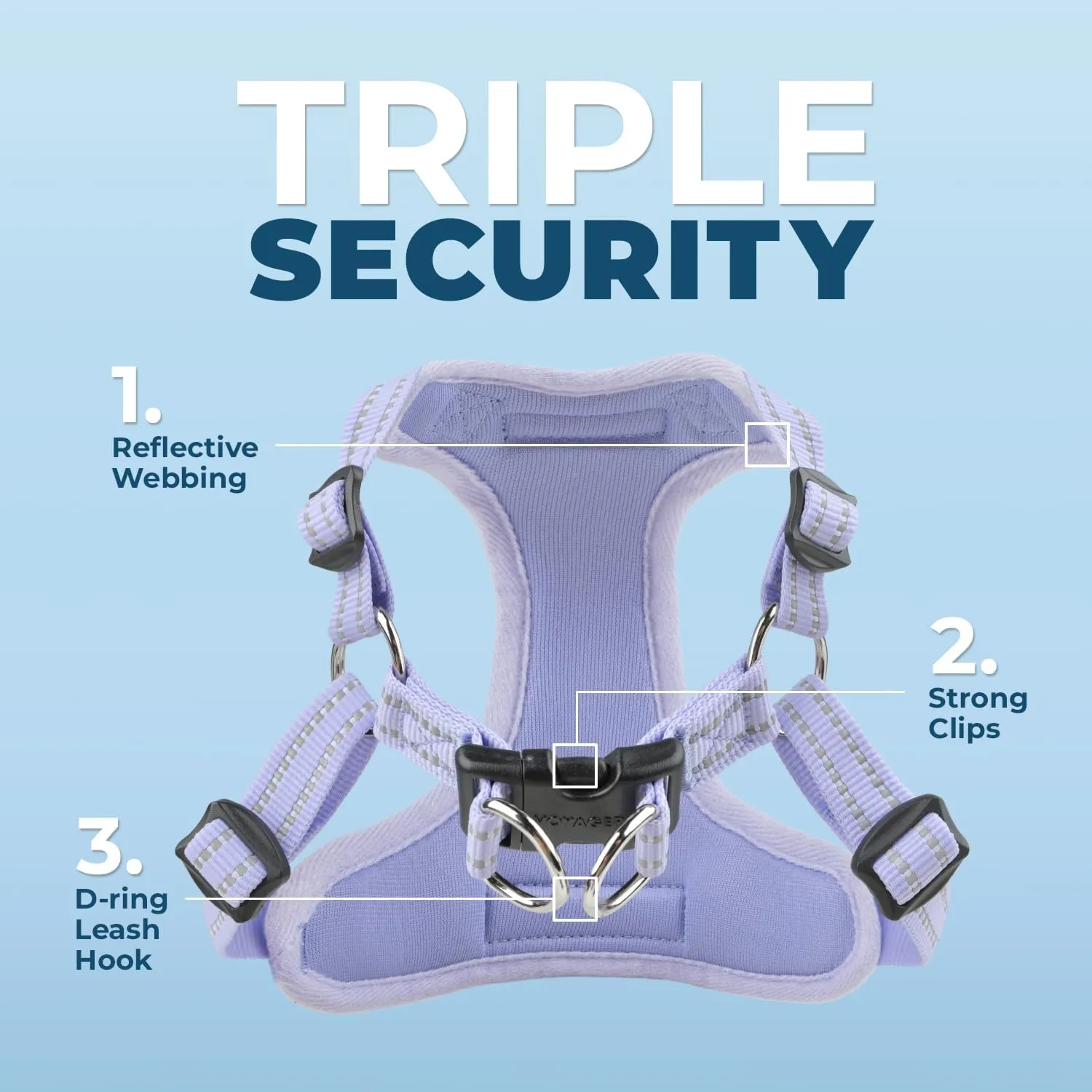 Best Pet Supplies Voyager Adjustable Dog Vest Harness Breathable No Pull Harness for Small, Medium, Large Dogs, Heavy Duty Harness, Easy Step-in, Reflective Stripes - Lavender, M (Chest: 17-21")