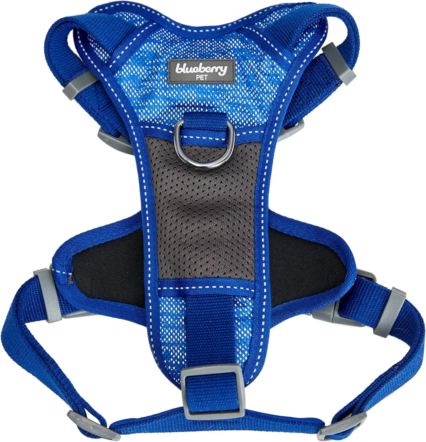 Blueberry Pet Soft & Comfy 3M Reflective Dog Harness Vest | Mesh Padded No Pull | Multi-Colored Stripe - Blue | Adjustable for Small Dogs
