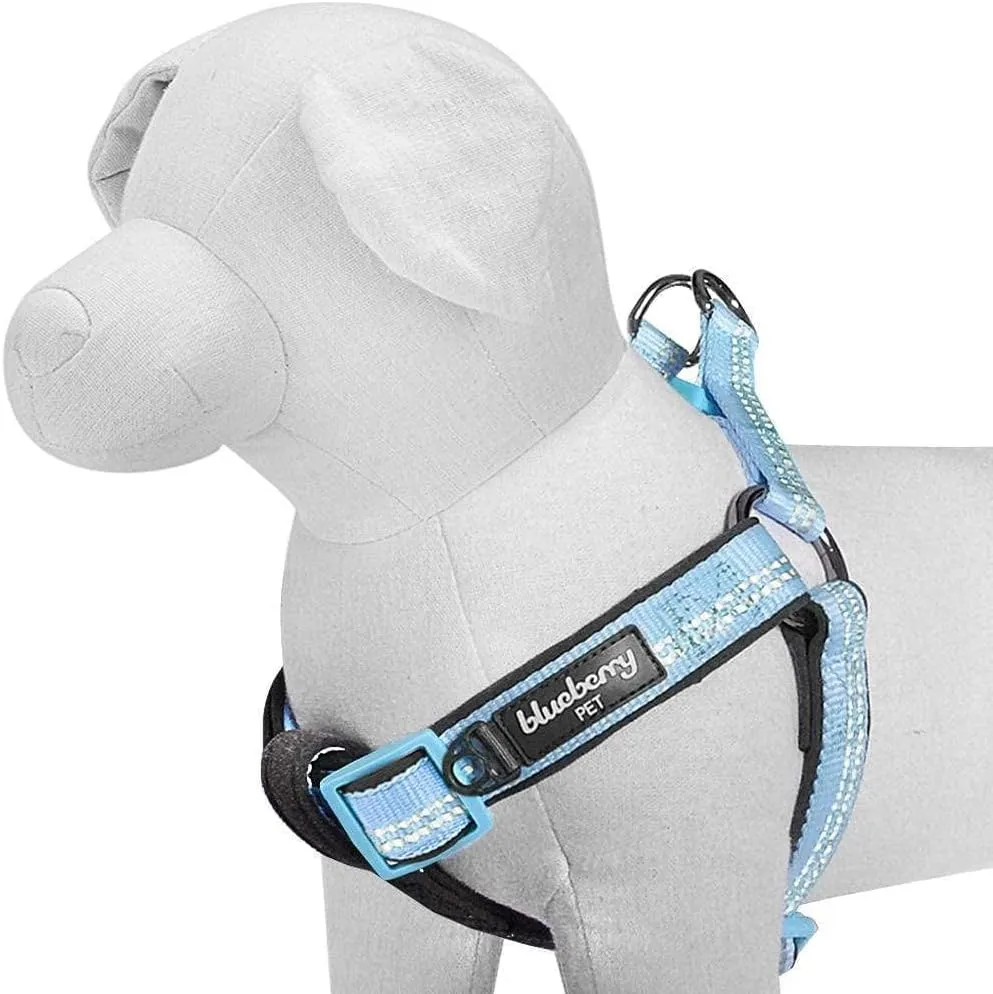 Blueberry Pet Soft & Comfy 3M Reflective Step-in Pastel Color Padded Dog Harness, Chest Girth 23.5" - 29.5", Baby Blue, Large, Adjustable Harnesses for Dogs