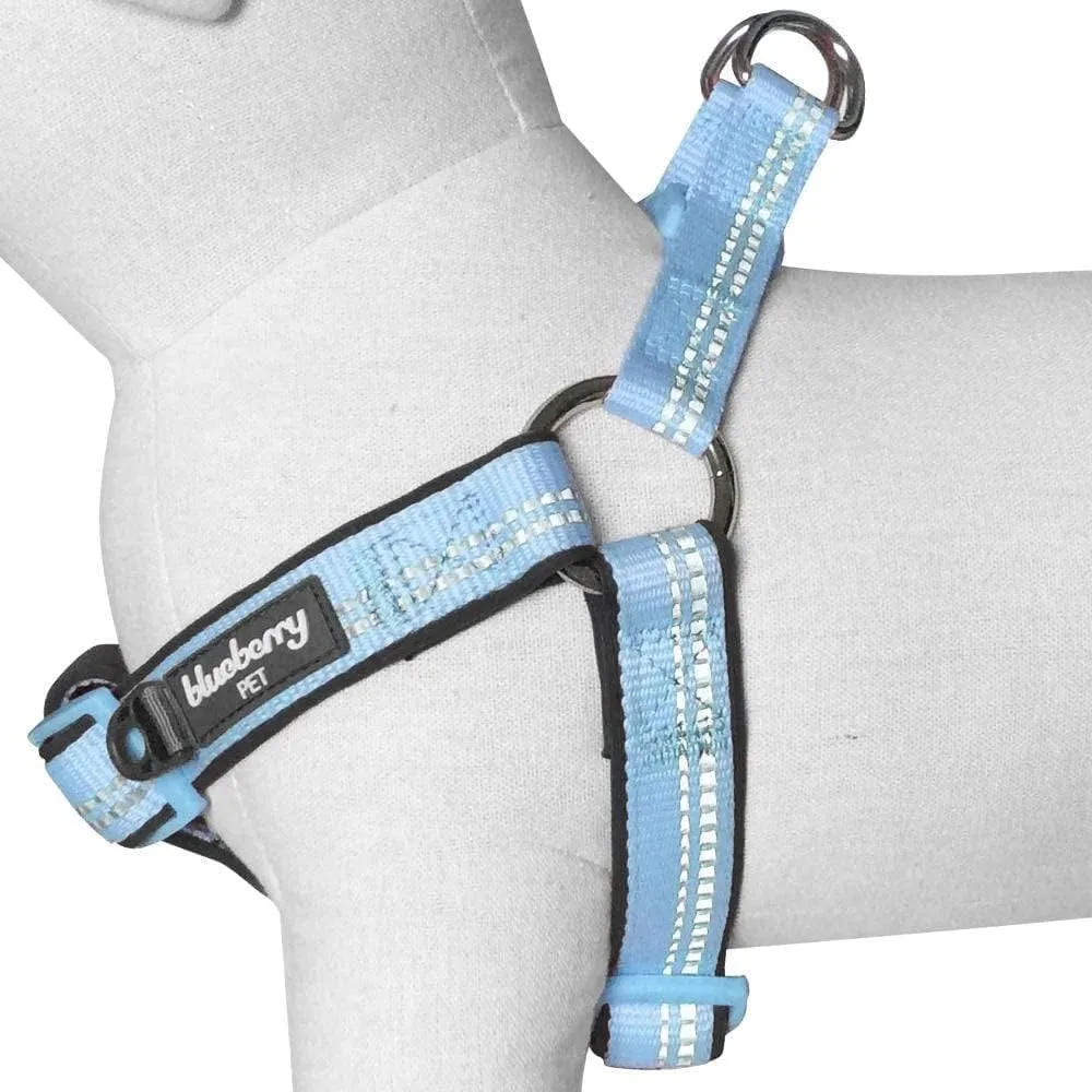 Blueberry Pet Soft & Comfy 3M Reflective Step-in Pastel Color Padded Dog Harness, Chest Girth 23.5" - 29.5", Baby Blue, Large, Adjustable Harnesses for Dogs