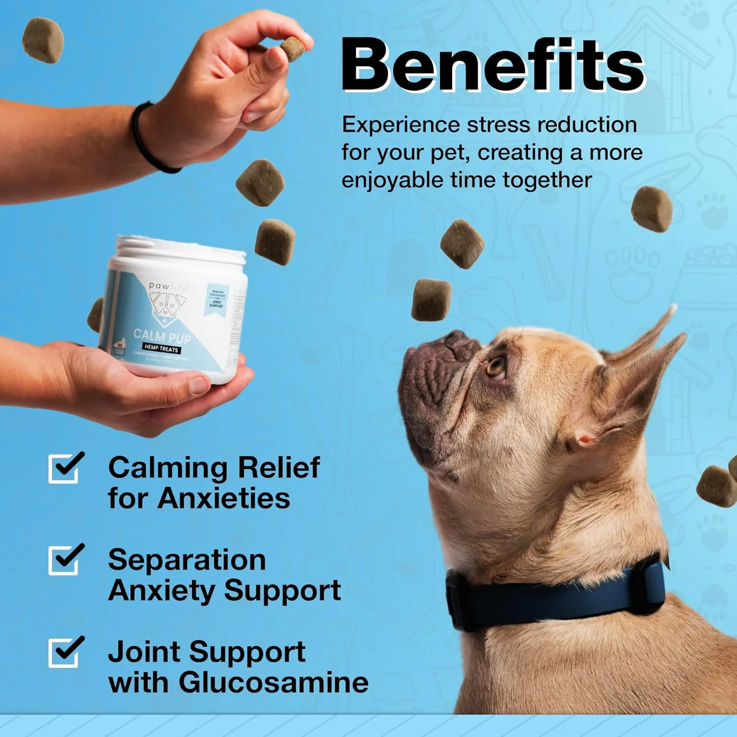 Calming Chews with Organic Hemp Oil| Dog Anxiety Relief & Travel Friendly| Glucosamine to Help with Join Support| 120 Soft Chews & up to 4-Month Supply