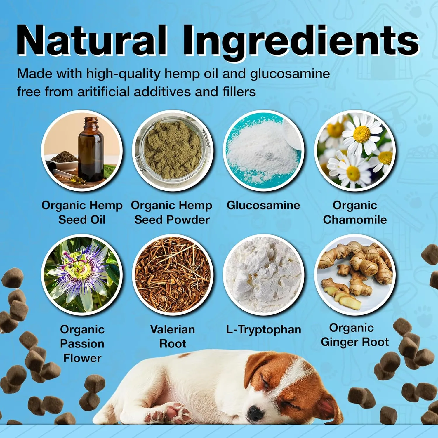Calming Chews with Organic Hemp Oil| Dog Anxiety Relief & Travel Friendly| Glucosamine to Help with Join Support| 120 Soft Chews & up to 4-Month Supply