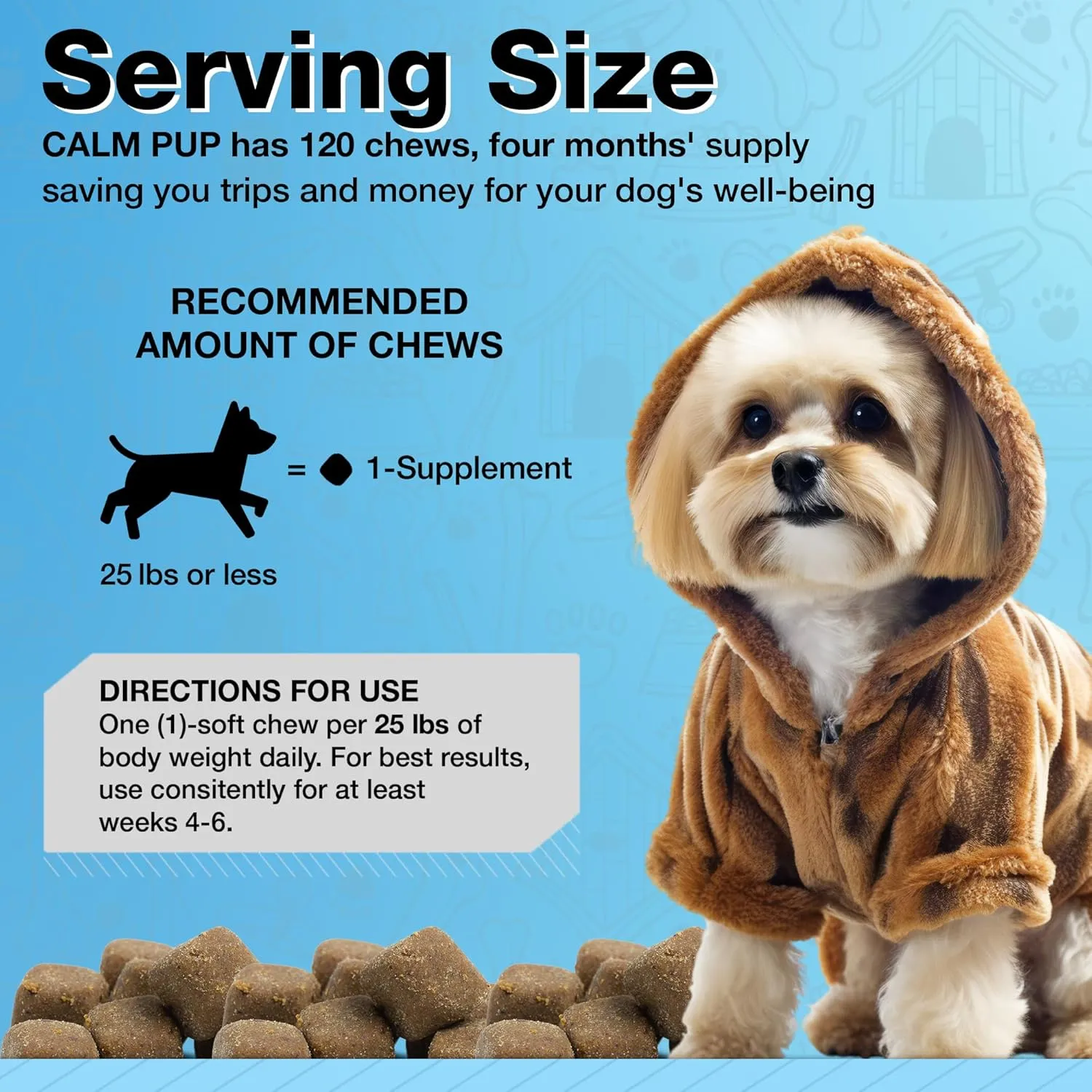 Calming Chews with Organic Hemp Oil| Dog Anxiety Relief & Travel Friendly| Glucosamine to Help with Join Support| 120 Soft Chews & up to 4-Month Supply
