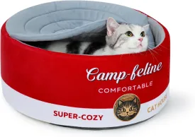 Can-Shaped Cat Bed with Privacy Cover - Comfortable Cushion for Cats & Small Dogs