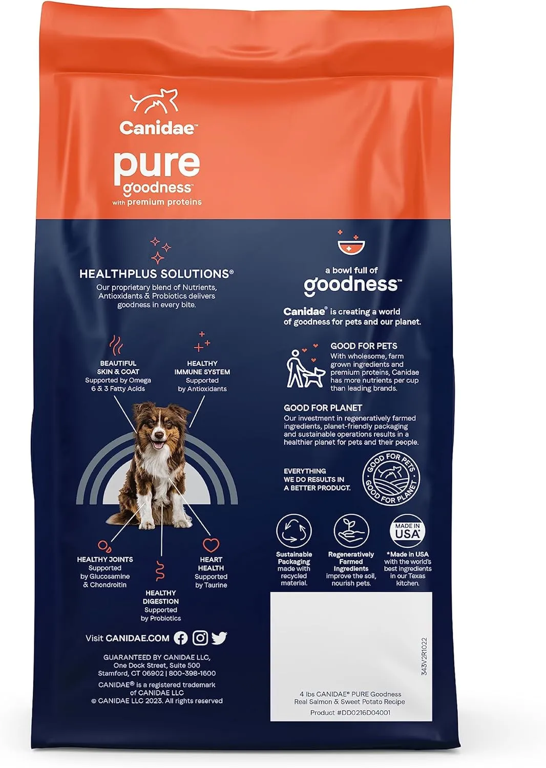 Canidae Pure Limited Ingredient Premium Adult Dry Dog Food, Real Salmon & Sweet Potato Recipe, 22 lbs, Grain Free