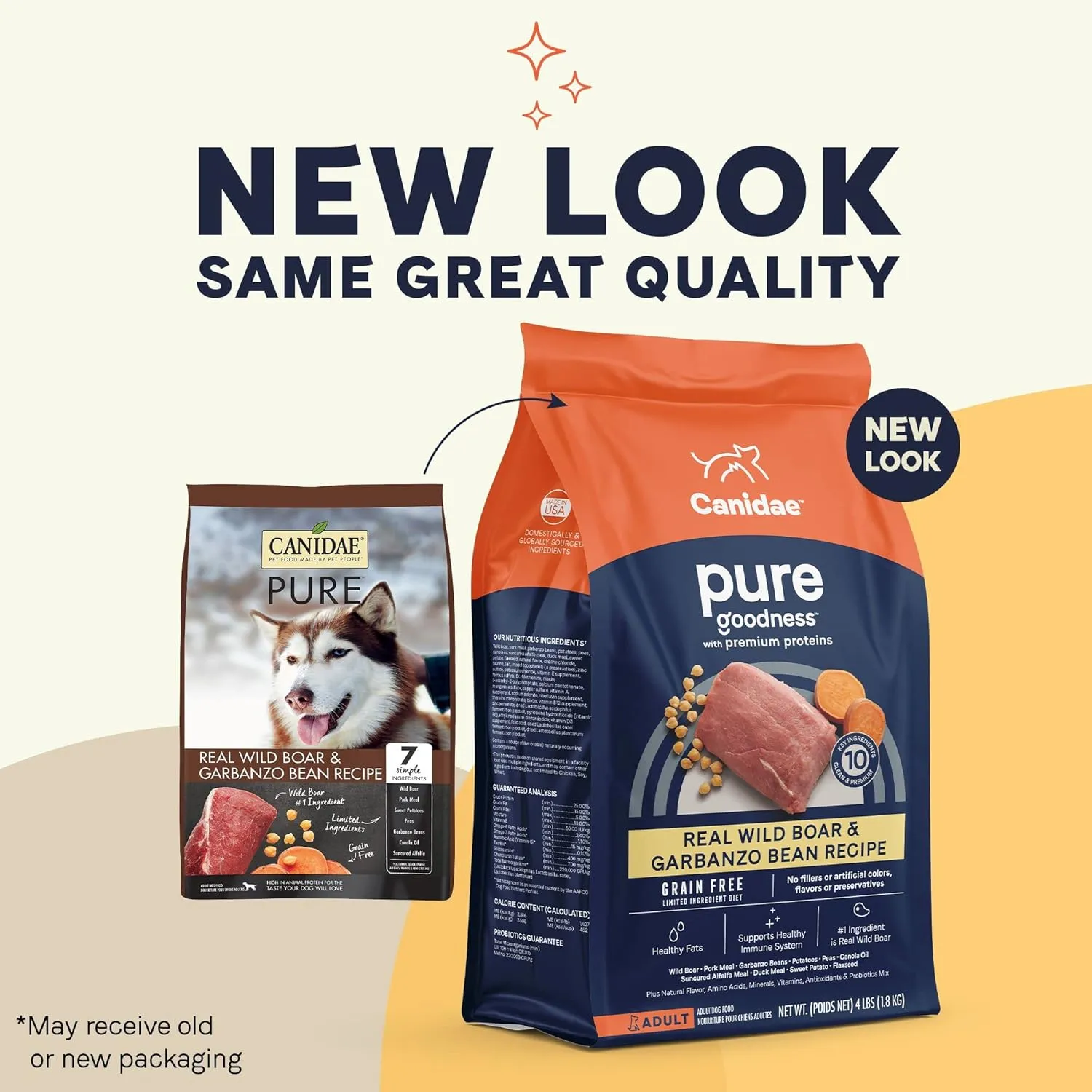Canidae Pure Limited Ingredient Premium Adult Dry Dog Food, Real Wild Boar & Garbanzo Bean Recipe, 4 lbs, Grain Free