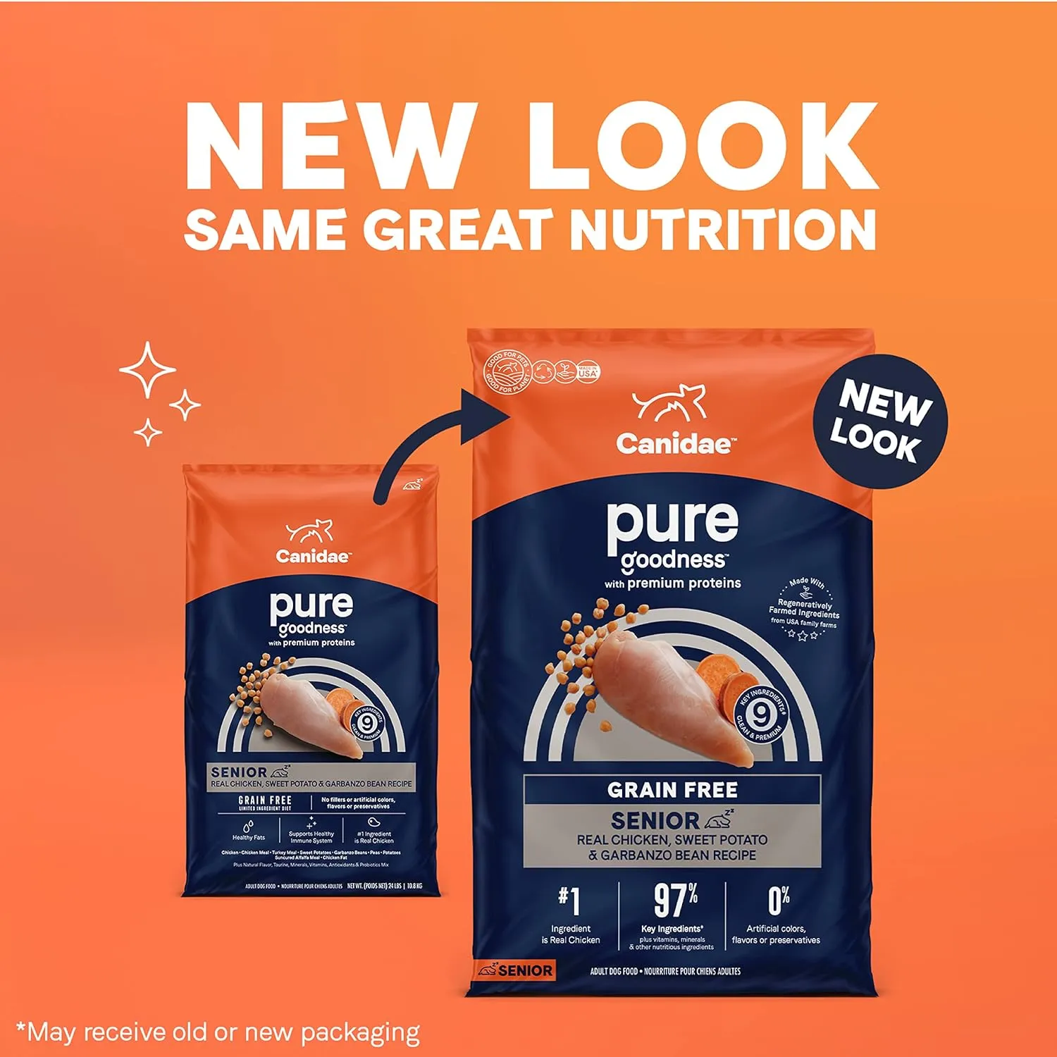 Canidae Pure Limited Ingredient Premium Dry Dog Food for Seniors, Real Chicken, Sweet Potato & Garbanzo Bean Recipe, 22 lbs, Grain Free