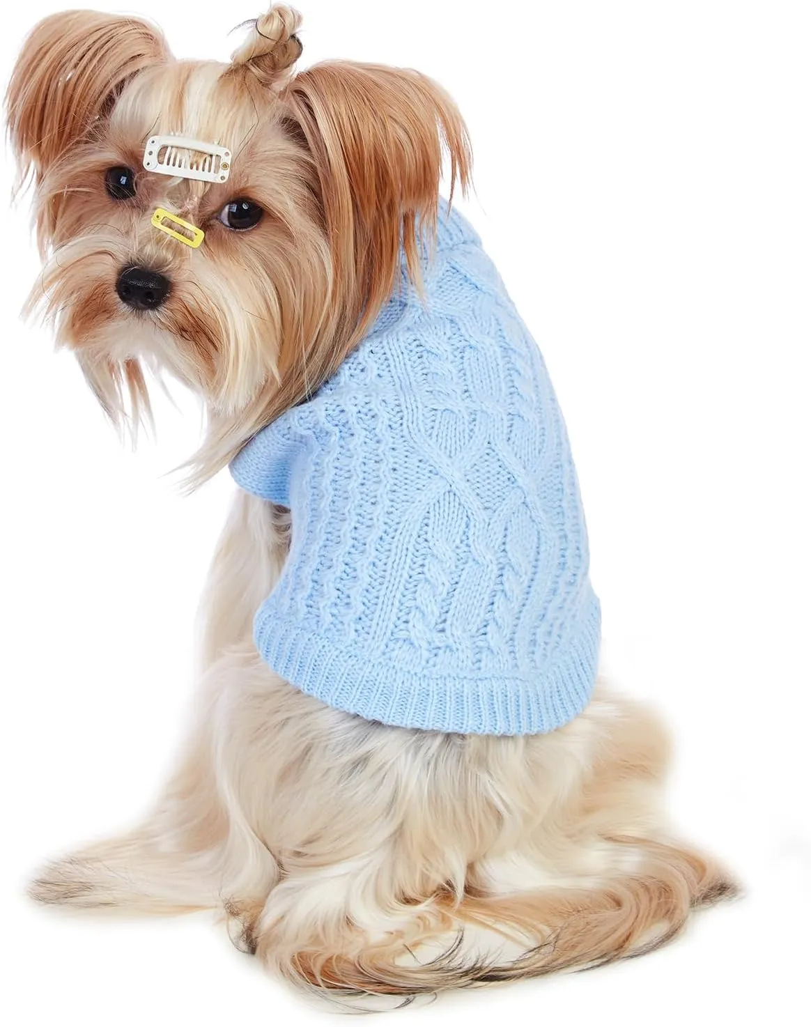 Cat Sweater Keep Your Pets Cozy, 16 Color Turtleneck Knitted Sleeveless Cat Clothes, Winter Outfits for Cats & Small Dogs During Cold Seasons (Blue, Large)