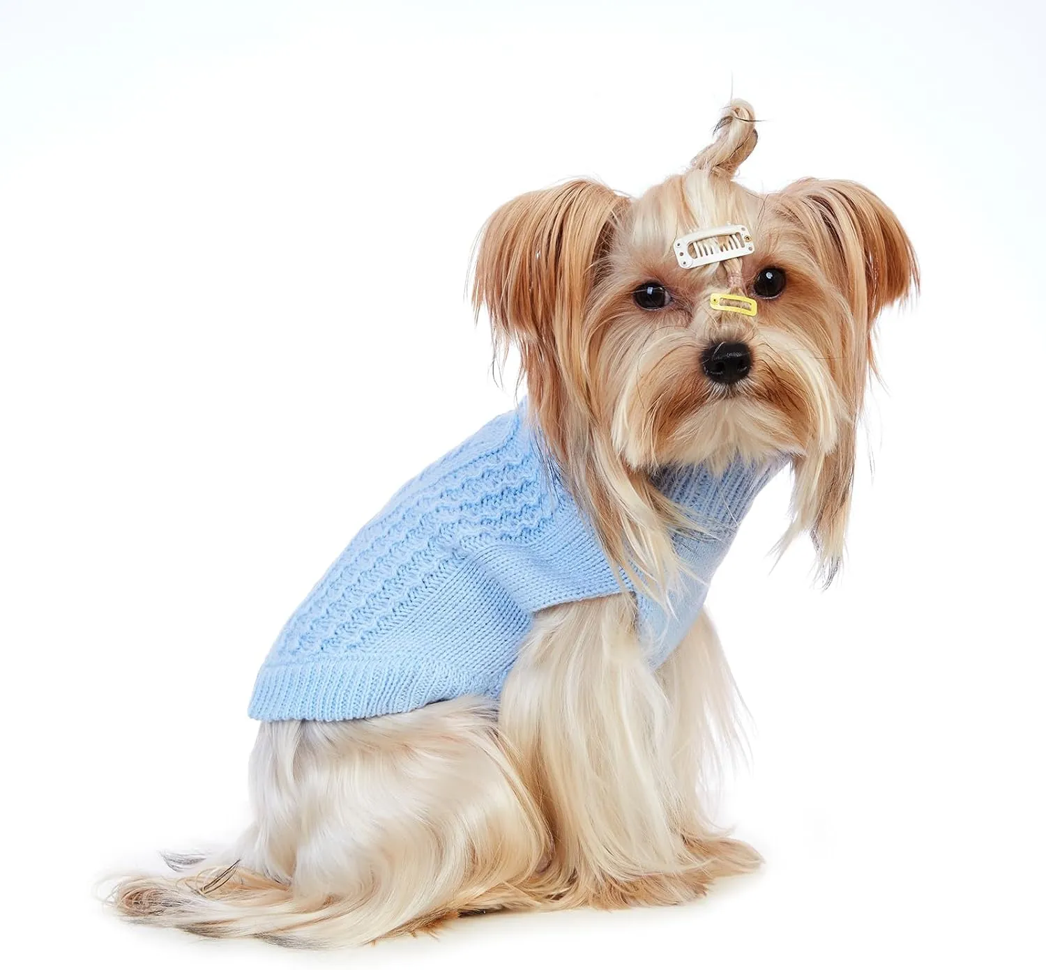 Cat Sweater Keep Your Pets Cozy, 16 Color Turtleneck Knitted Sleeveless Cat Clothes, Winter Outfits for Cats & Small Dogs During Cold Seasons (Blue, Large)