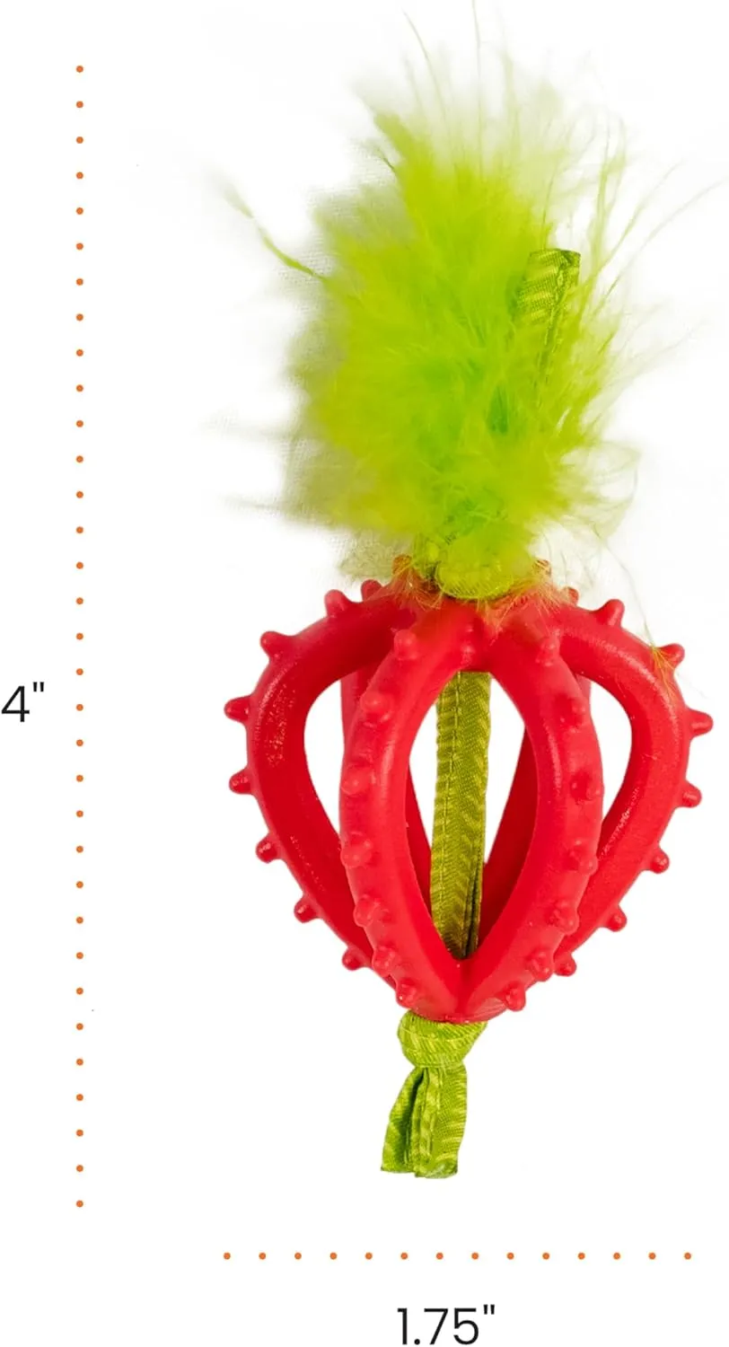 Catstages Dental Strawberry Teether, Soft and Textured Cat Chew Toy, Catnip Oil Coating, Pink