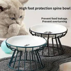 Ceramic Cat Feeder Pet Bowl Food Water Treats for Cats & Dogs Supplies Outdoor Feeding Drinking Stand Raised Bowl for Doggie