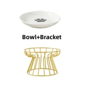 Ceramic Cat Feeder Pet Bowl Food Water Treats for Cats & Dogs Supplies Outdoor Feeding Drinking Stand Raised Bowl for Doggie