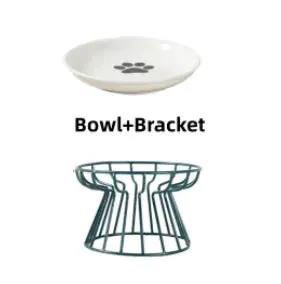 Ceramic Cat Feeder Pet Bowl Food Water Treats for Cats & Dogs Supplies Outdoor Feeding Drinking Stand Raised Bowl for Doggie
