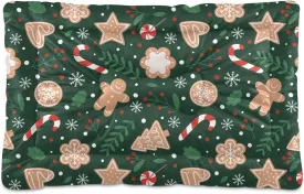 Christmas Gingerbread Cane Dog Bed Cat Bed Soft Washable Pet Crate Mat Non Slip Comfortable Breathable Crate Kennel Pad for Indoor Small Medium Large Dogs Cats, 24 x 36 Inch
