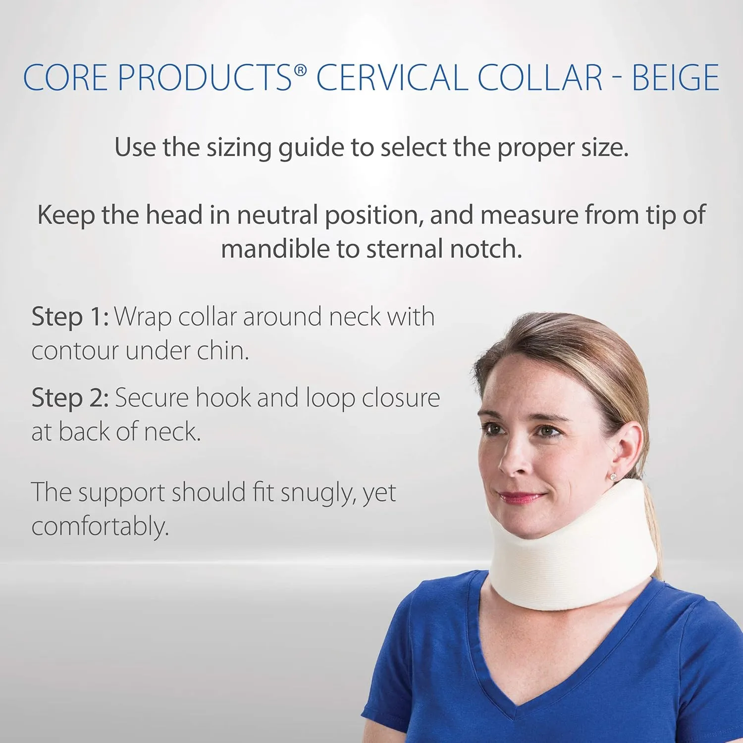 Core Products Foam Cervical Collar Neck Support Brace - Beige, XLarge- 3.5" Chin to Sternal Notch