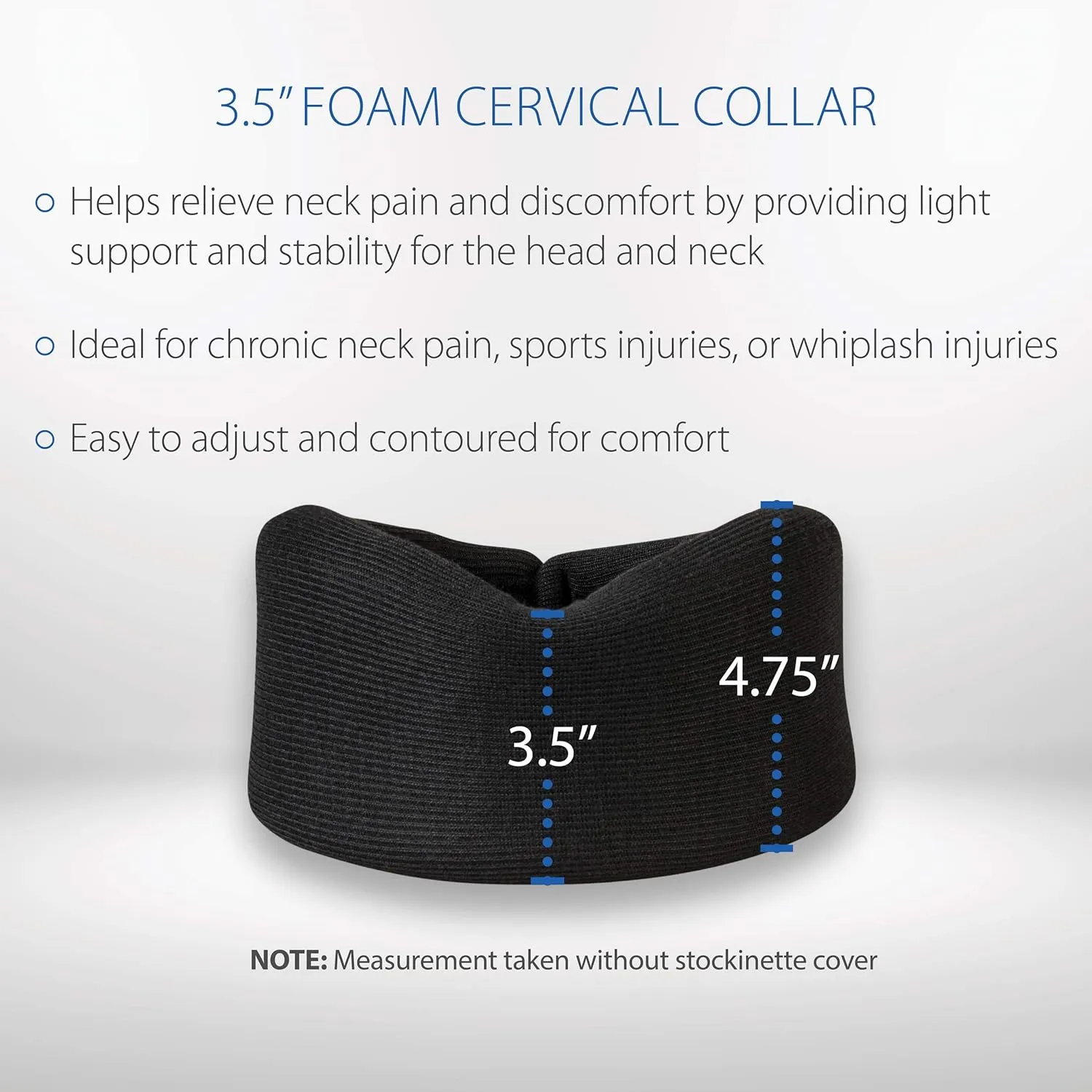 Core Products Soft Foam Cervical Collar Neck Support Brace, Helps Stabilize Vertebrae & Relieve Spinal Pressure for Men & Women - Black, X-Large Fits (3.2-3.7 inch) Height