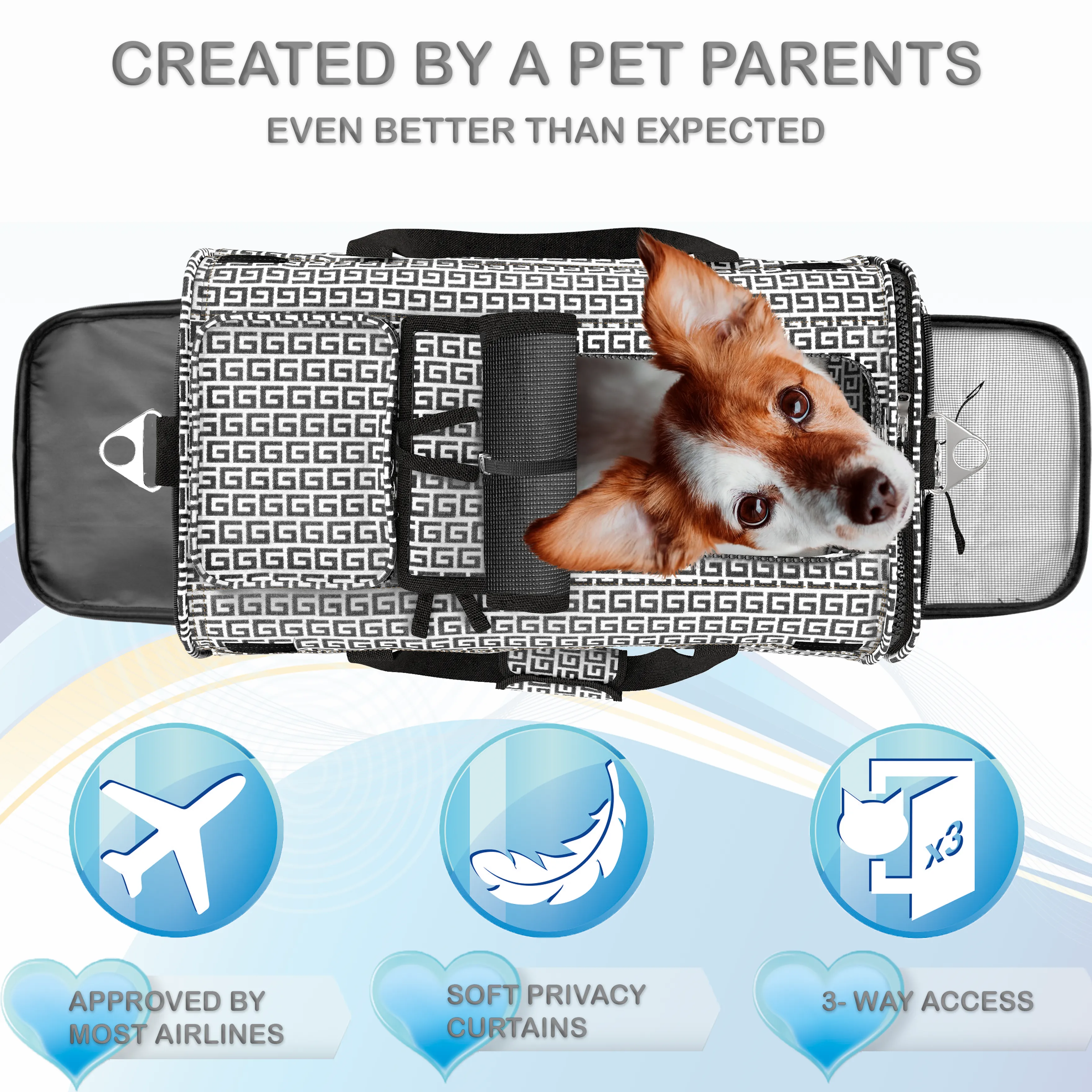 Cozzzy Pet Carrier, wheeled, Framed base, single telescopic handles, Grey