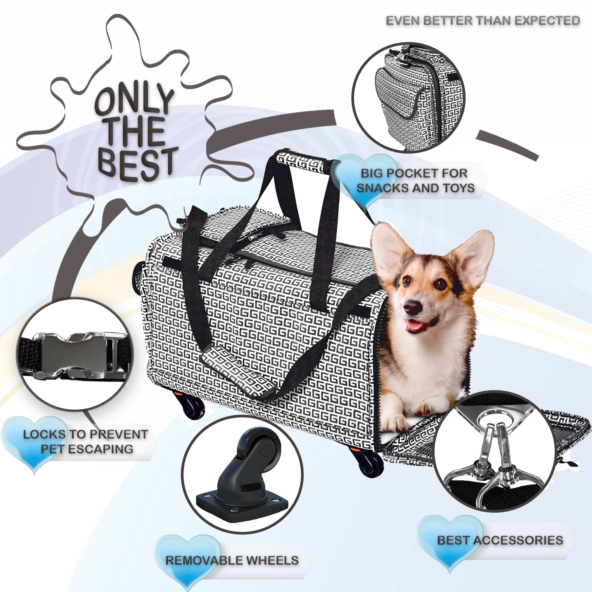 Cozzzy Pet Carrier, wheeled, Framed base, single telescopic handles, Grey