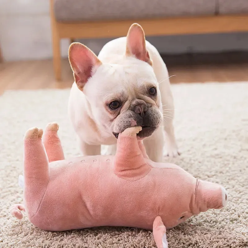 Cute Plush Pig Chew Toy for Dogs | Bite-Resistant French Bulldog Toy | Venting Doll Sleeping Companion | Pet Mascotas Supplies