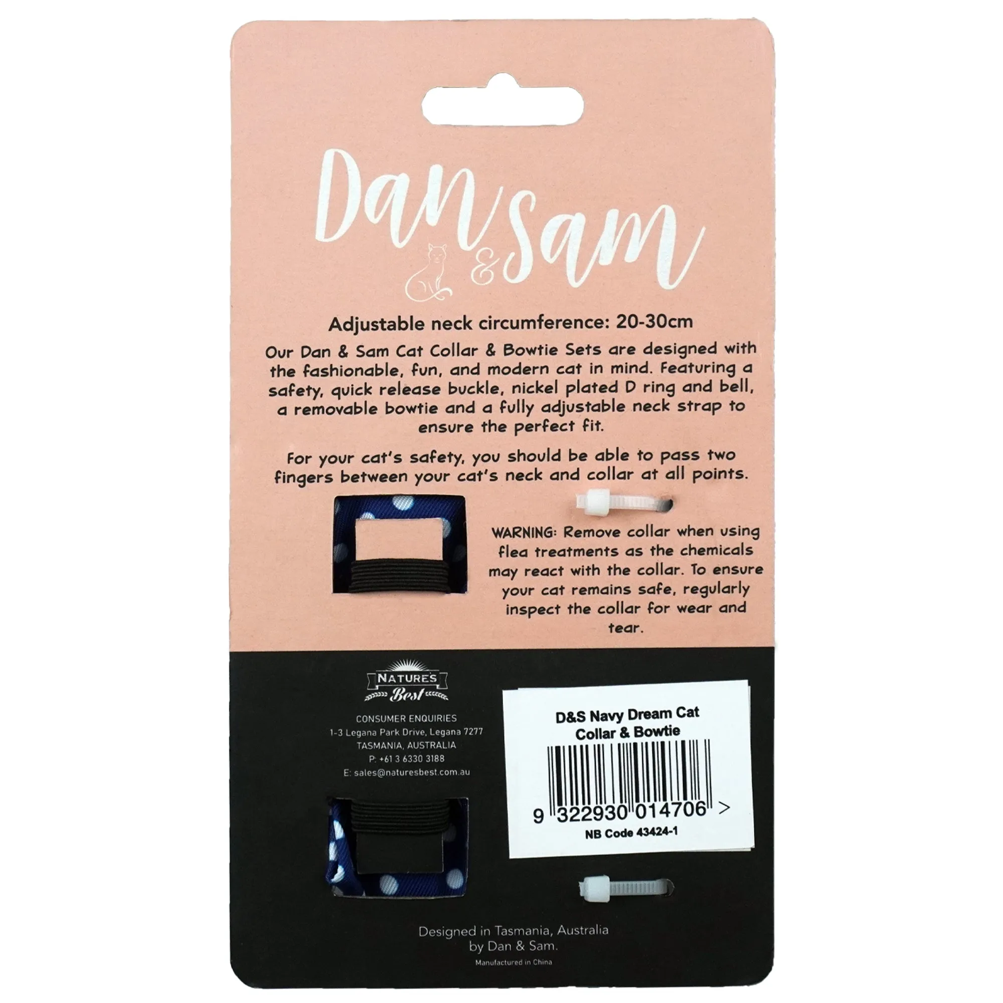 Dan & Sam - Cat Collar & Bowtie (Navy Dream)