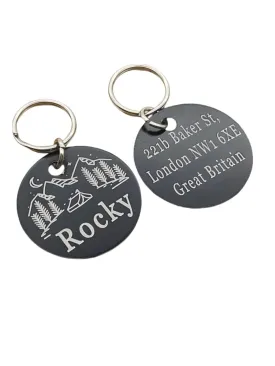 Dog Cat ID Tags in 10 Colors, PAWTOGRAPHIZE, Personalized Dog and Cat Name Tags with designs and 4 lines of Customized Text on Back