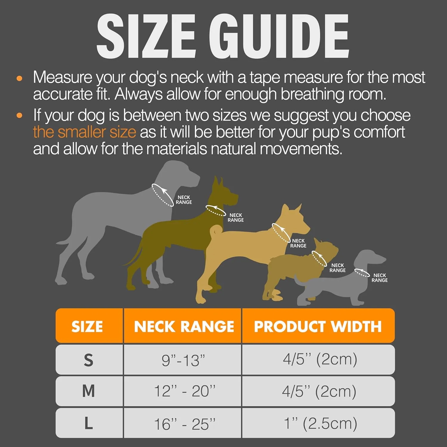 Dog Collar, Orange Reflective Nylon Collar with Safety Lock, Adjustable Neck 12-20, Soft and Durable for Medium Dogs