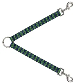 Dog Leash Splitter - Argyle Green/Navy/Green/White