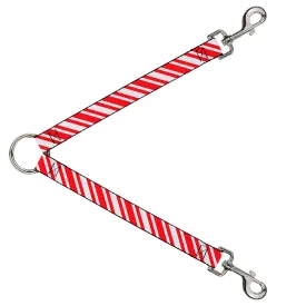 Dog Leash Splitter - Candy Cane3 Stripe White/3-Red